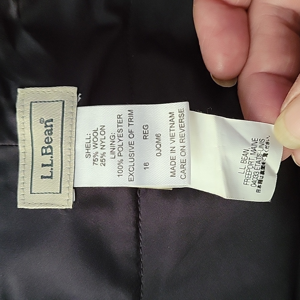 L.L. Bean women's black gray and white plaid Tweed wool blend skirt sz 16 - Picture 3 of 6